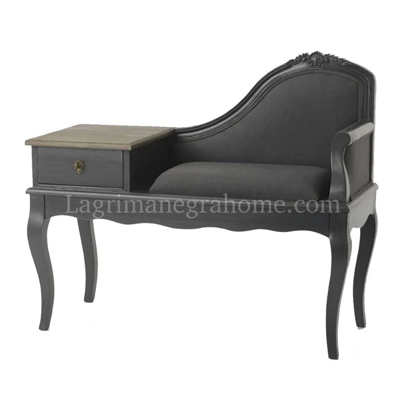 Divan clásico gris oscuro tapizado