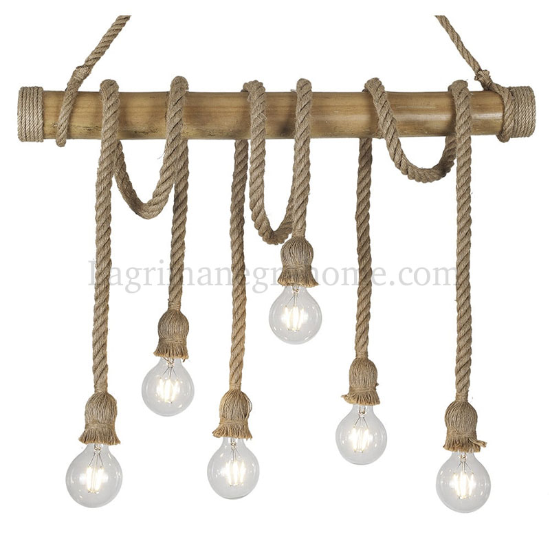 Lámpara de Bambú y Cuerda "Mykonos"