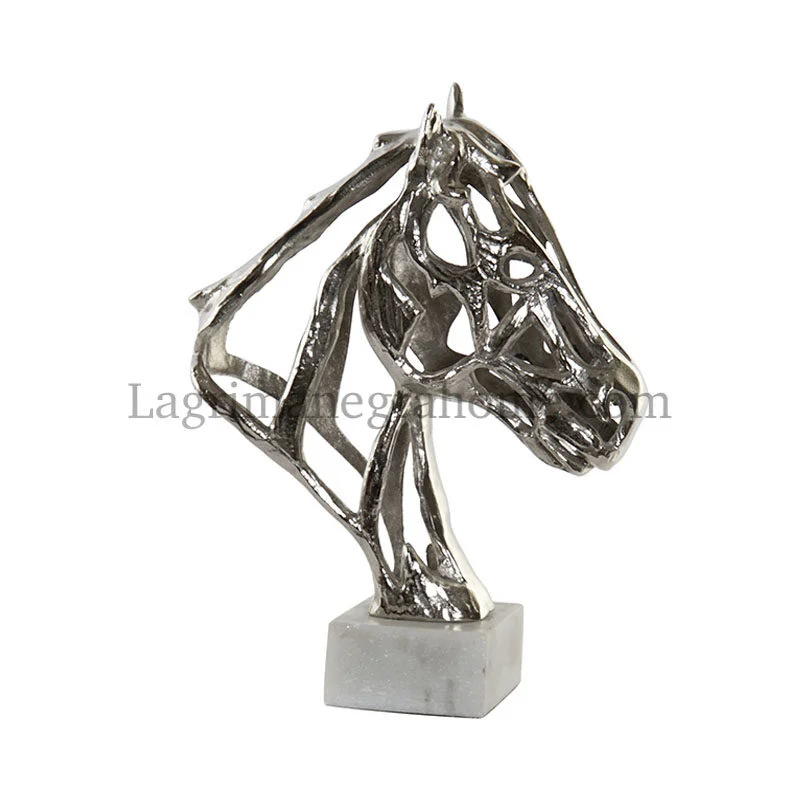 busto caballo aluminio mármol