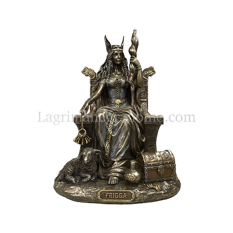 Escultura diosa nórdica freya en trono