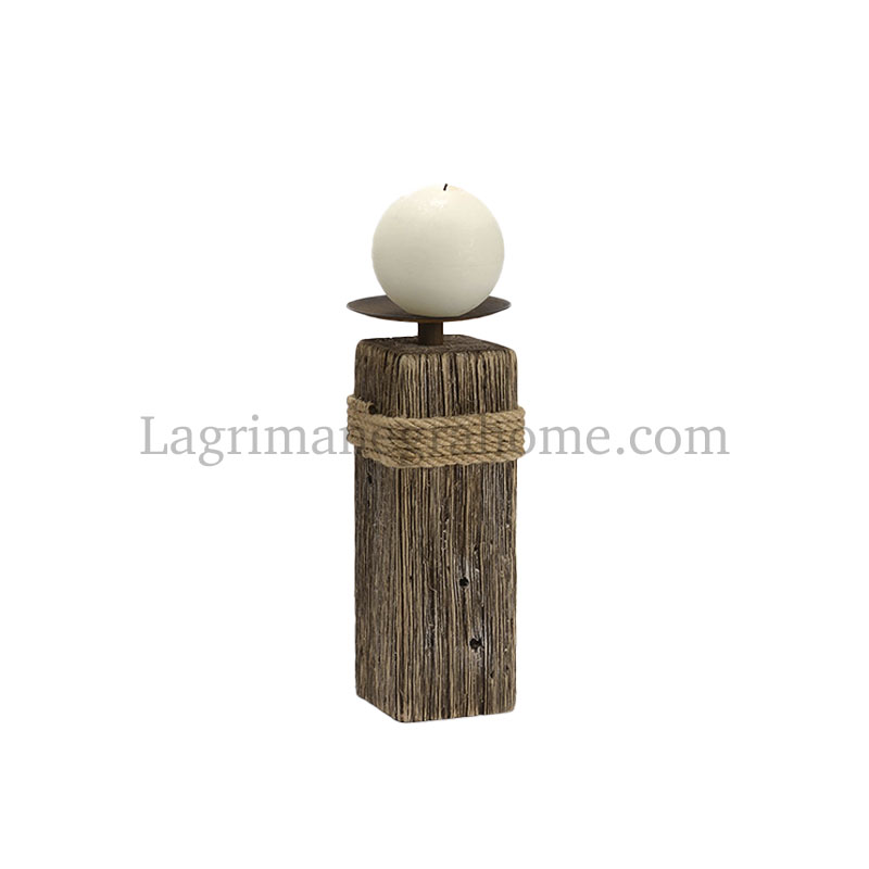 Portavela candelabro de madera pequeño