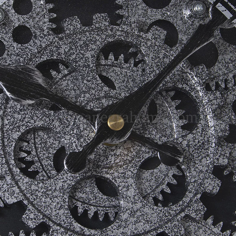 Detalle Esfera Reloj Pared Negro Mecanismo