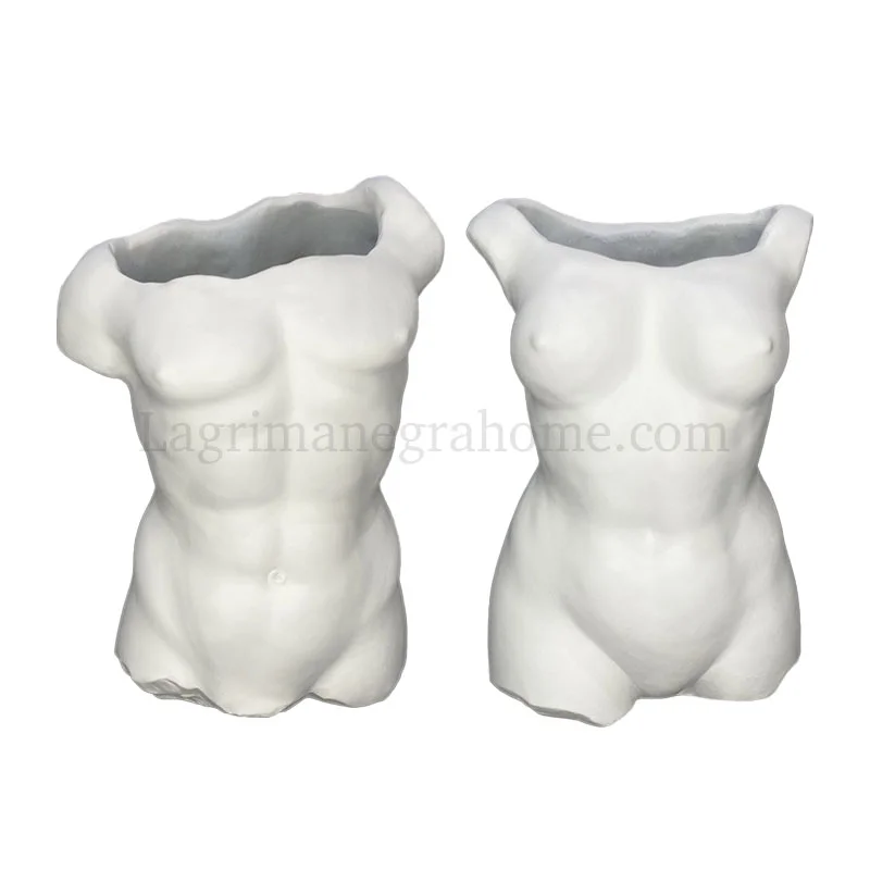 Jarrón Torso Blanco Hombre Mujer