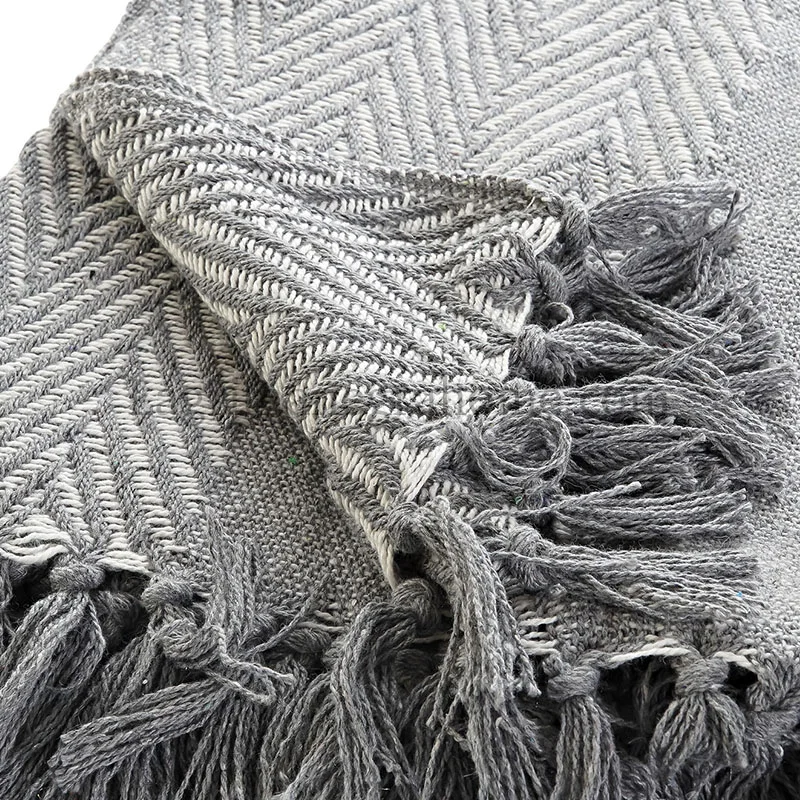 Detalle tejido Plaid Verano Algodón Zigzag gris