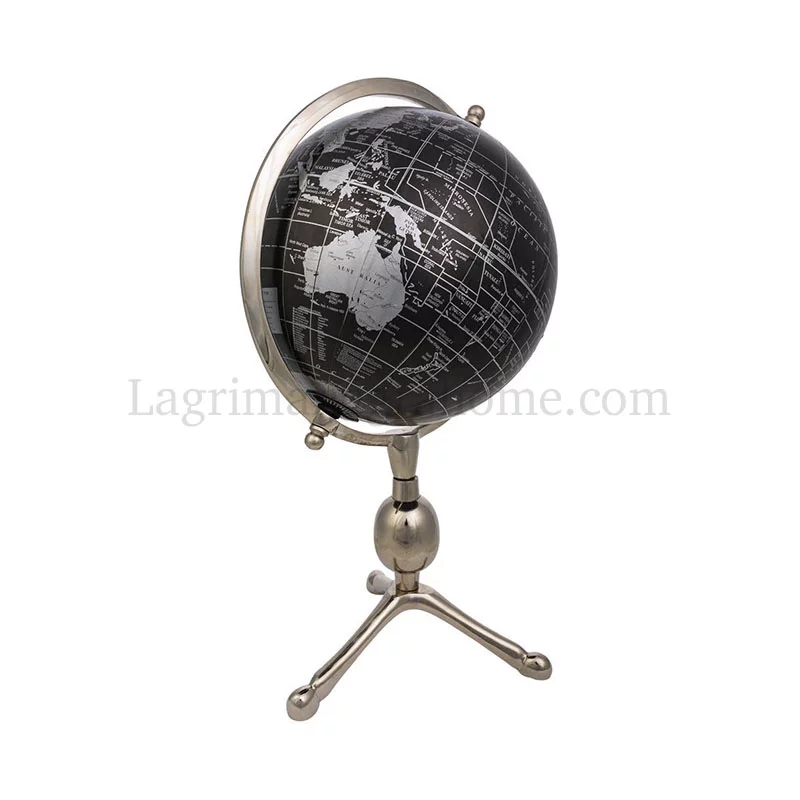 Globo Terráqueo Negro Aluminio