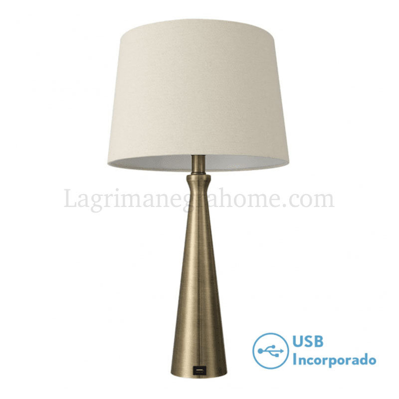 Lámpara Sobremesa Bronce USB