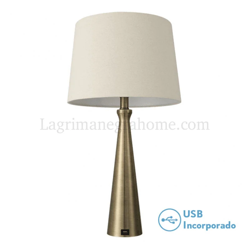 Lámpara Sobremesa Bronce USB