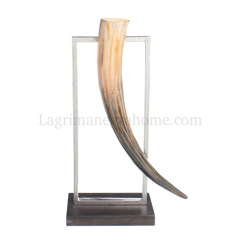 Escultura jarrón cuerno natural 47cm