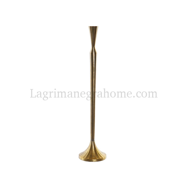 Candelabro aluminio rayado dorado