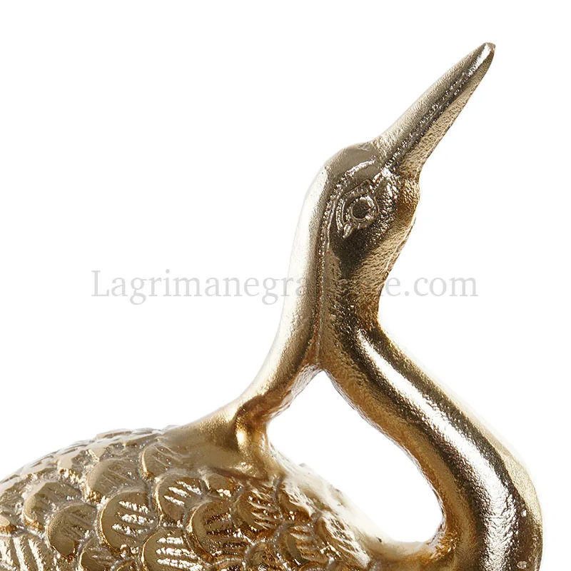 Figura aluminio garza real dorada detalle