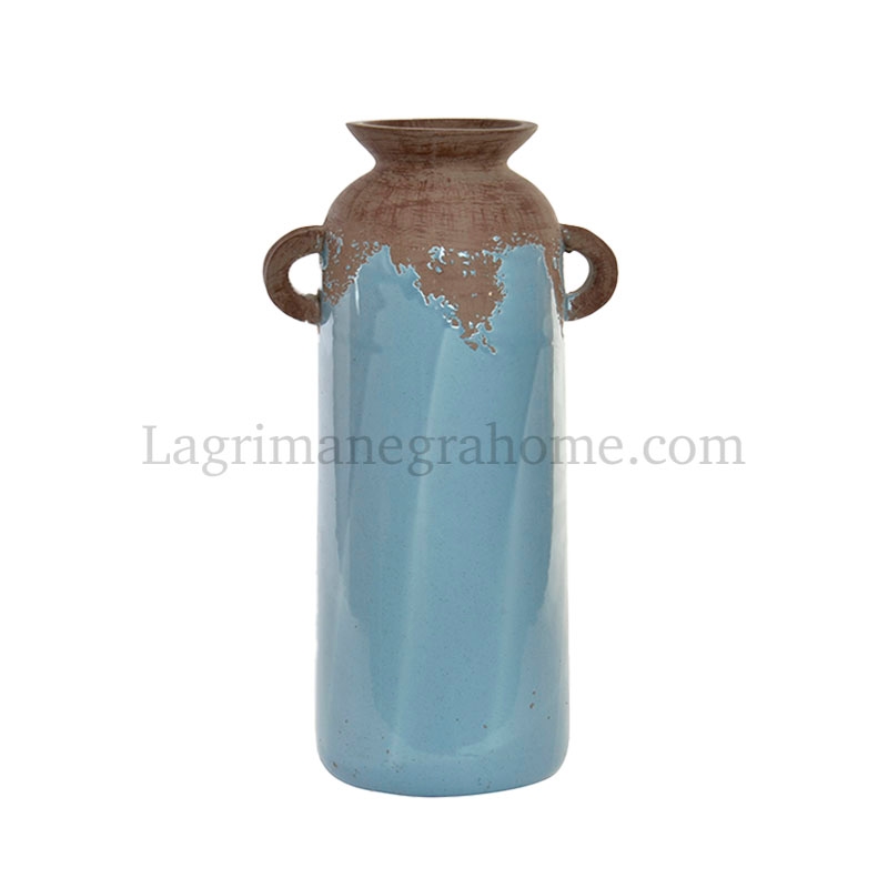 Jarrón cerámica azul tinaja 47cm