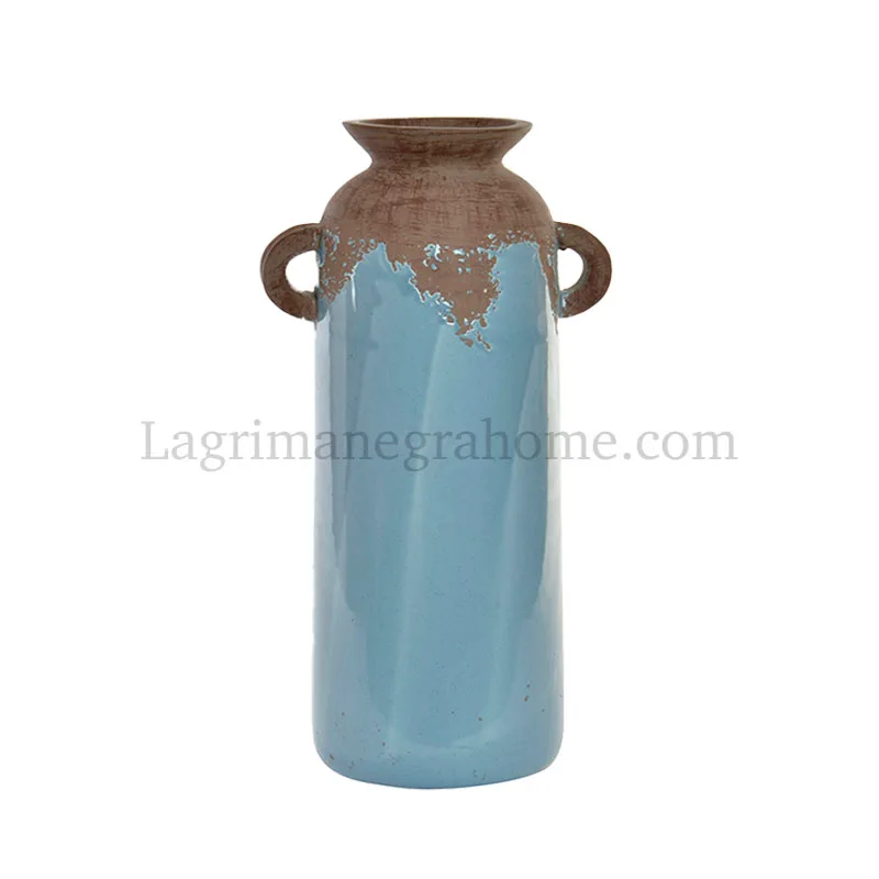 Jarrón cerámica azul tinaja 47cm